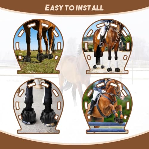 1 Pair Horse Bell Boots - No-Rub Design for Hoof Protection, Shock-Absorbing Rubber, Quick Hook & Loop Closure, Turnout & Training Use