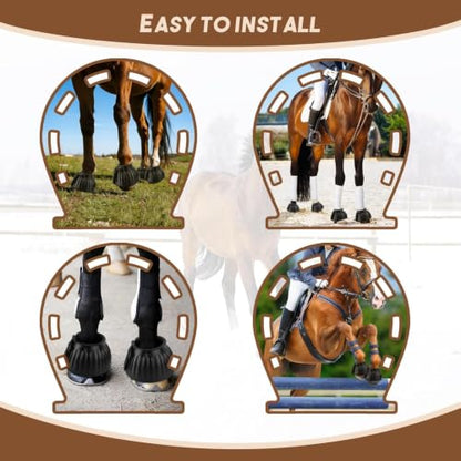 1 Pair Horse Bell Boots - No-Rub Design for Hoof Protection, Shock-Absorbing Rubber, Quick Hook & Loop Closure, Turnout & Training Use
