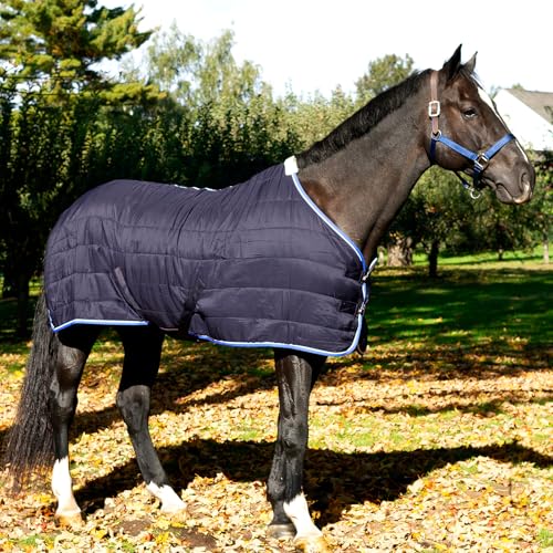 Horze Glasgow Anti-Slip Stable Horse Blanket (100g Fill) - Dark Blue - 78 in - size: 78 in