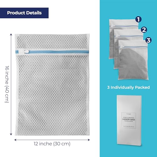 Laundry Bags for Delicates,3Pcs, Honeycomb Mesh,12 x 16 Inches