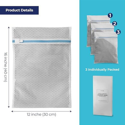Laundry Bags for Delicates,3Pcs, Honeycomb Mesh,12 x 16 Inches