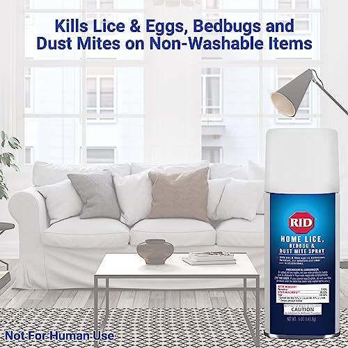 RID Home Lice, Bedbug, and Dustmite Treatment Spray for Bedding & Furniture | Home spray for non-washable items; targets lice, bedbugs and dust mites on mattresses, furniture and car seats; 5 ounce - style: Permethrin Spray