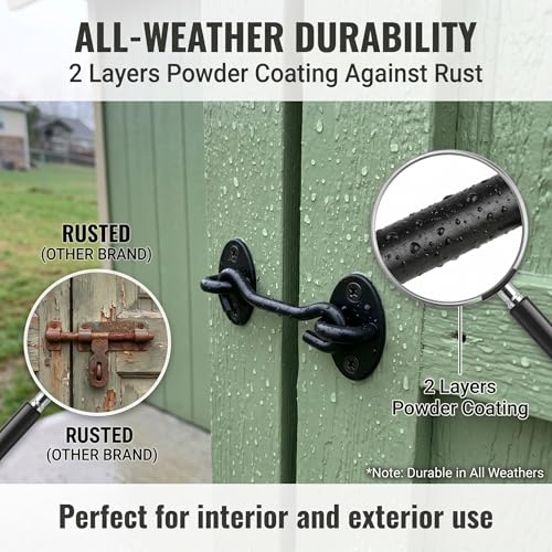 4” Barn Door Lock, Barn Door Latch, Heavy Duty Solid Thicken Stainless Steel Gate Latch Lock, Add More Security and Privacy. Cabin Hooks and Eye Latch Best for Barn Door, Bathroom - size: 4 Inch