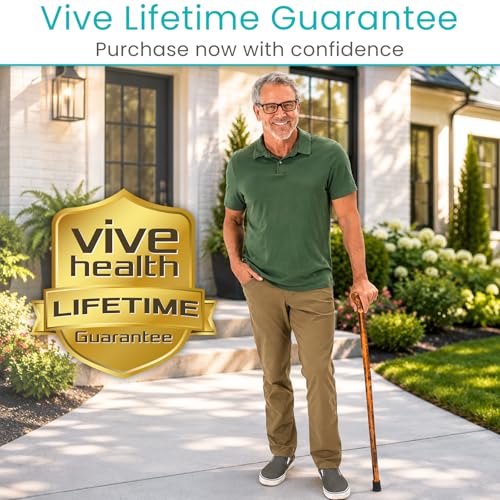 Vive Wooden Walking Stick Cane - for Men, Women, & Seniors - 36 Inch Single