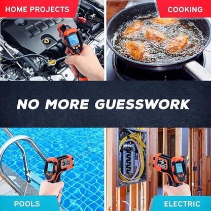 Kizen Infrared Temperature Gun - Handheld Surface Infrared Thermometer for Griddle, Grill, Pizza Oven, Candy, & A/C - Laser Thermometer Gun -58F to 1112F - Surface Temp Gun