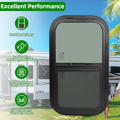 14"W x 22"H RV Windows for Cargo Trailer Camper,Tinted Vertical Sliding - size: 14"W x 22"H