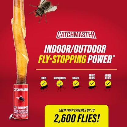 Catchmaster Fly Ribbon 20-Pack, Bug & Fly Traps Outdoor and Indoor, Premium Adhesive Sticky Strips & Gnat Hanging Strips, Bulk Flying Insect Paper Rolls, Pesticide-Free Home Pest Control - style: 20 Pack