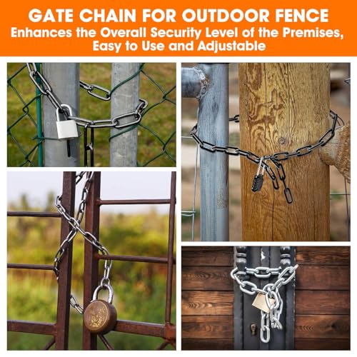 Gate Chain Lock, 23.6 Inch Chain Fence Gate Latch, Silver Dia 4mm-1Pc - color: Silver Dia 4mm-1Pc