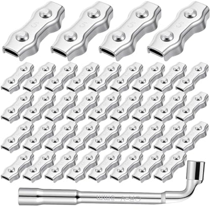 40 Pcs M5 Poly Rope Connector Wires Splicer Galvanized Steel Connector Kit for Electric Fences with Sleeve Tool