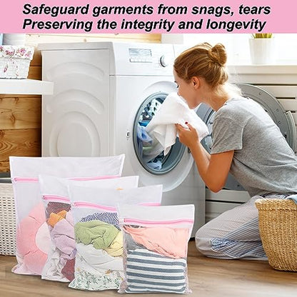 Vivifying Mesh Laundry Bags, 4pcs Durable Coarse Mesh Wash Bags with Zipper for Washing Machine, Delicates, Lingerie, Socks, Shoes and Stuffed Animals - size: 4 Laundry Bags (Variety Pack)