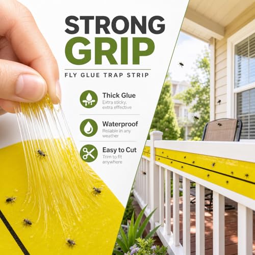 Qualirey 20 Pcs Giant Sticky Fly Traps, Fly Strips for Indoor Outdoor Hanging Flying Tapes Non Toxic Ribbon Fruit Gnat Killer for Mosquito Plants House Horse Stable