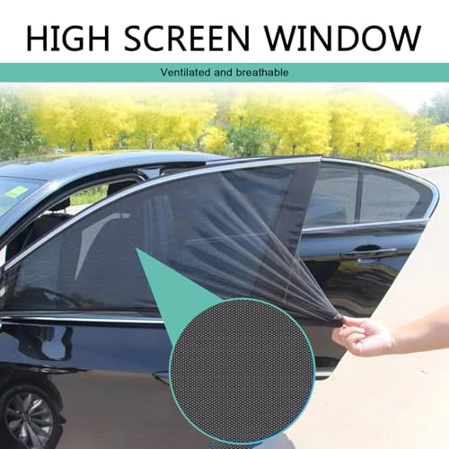 4 PCS Car Window Sunshade, Double Layer Sunscreen Ventilation Breathable Isolation Mesh, Summer Essentials Foldable and Convenient Storage Accessories for Most Cars (Black)