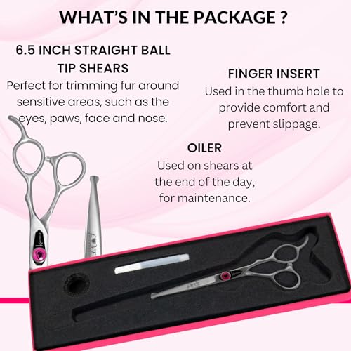Kenchii Love Dog Grooming Shears, 6.5in Ball Tip Straight - size: 6.5" Ball Tip Straight