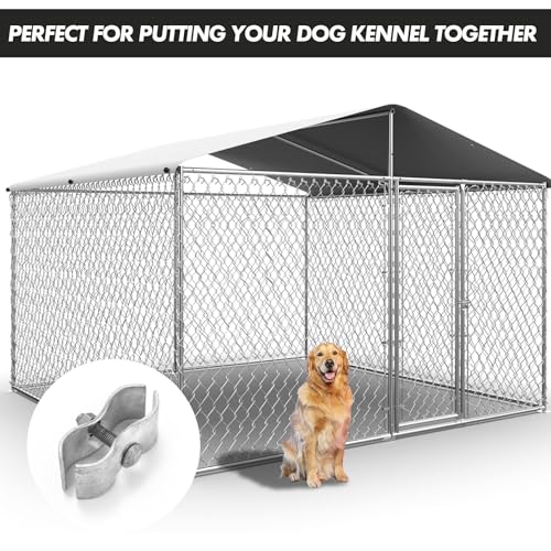 Zonon 24 Set Chain Link Fence Panel Clamps, 1-3/8" Dog Kennel Panel Clamps Galvanized Steel Clamp for 32mm Round Pipe Frame, with Bolts and Nuts