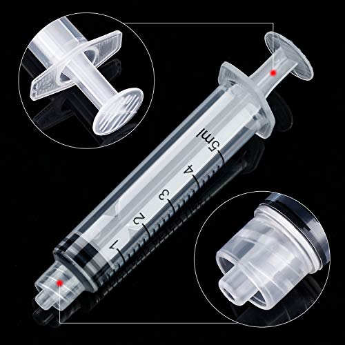 TecUnite 5 ml 20 Pack Plastic Syringes Without Needle for Liquid and Craft - size: 5 ML