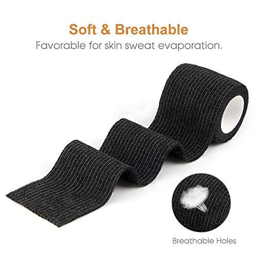 AUPCON Vet Wrap Cohesive Bandages Bulk Self Adhesive Bandage Wrap Self Adherent Wrap Non-Woven for Dogs Pet Animals & Ankle Sprains & Swelling 2 Inch x 5 Yards (2 Inch Black) - color: 2 Inch Black