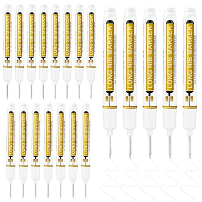 20 Pcs 20mm Long Nib Marker Long Head Deep Hole Marker Pens Deep Reach Permanent Paint Markers Marking Pen for Metal Drilling Construction Carpenter（White） - color: White