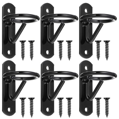 6 Pcs Bucket Hangers Hooks Heavy Duty Horse Water Feed Bucket Hooks for Metal Equestrian Stalls Barn Farmhouse Supplies with Screws Black