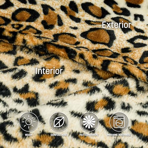 Catalonia Wearable Blanket with Sleeves & Foot Pocket for Adults - color: Cheetah, size: Fleece