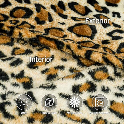 Catalonia Wearable Blanket with Sleeves & Foot Pocket for Adults - color: Cheetah, size: Fleece