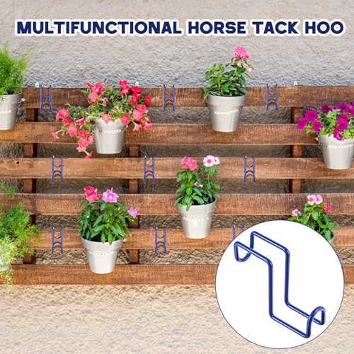 Dunzy 2 Pcs Heavy Duty Horse Tack Hooks Over Rail 4 Inch Metal,Blue - color: Blue
