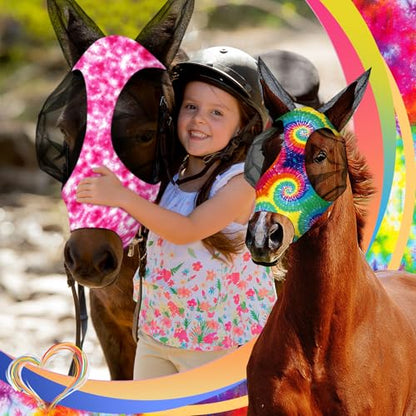 Qualirey 12 Pieces Horse Fly Mask Bulk, Medium, Tie Dye Patterns - color: Tie Dye Patterns, size: Medium