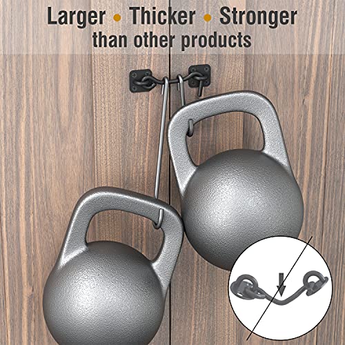 Barn Door Latch & Lock - Heavy Duty Wrought Iron Hook and Eye Latch - Black