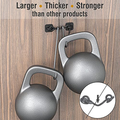 Barn Door Latch & Lock - Heavy Duty Wrought Iron Hook and Eye Latch - Black