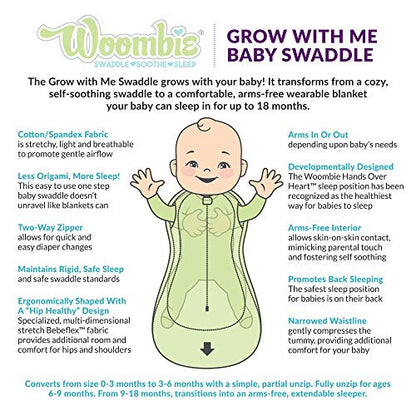 Woombie Grow with Me Baby Swaddle, Convertible Swaddle Fits 0-9 Months, Expands to Wearable Blanket for up to 18 Months, Mandala Multi - color: Mandala Multi, style: Grow With Me