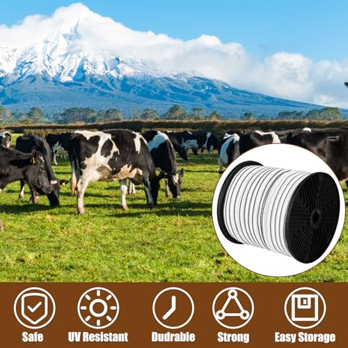 Yaocom 656 Ft/ 200 M Electric Fence Tape Horse Fence,1 Inch | Electric Fence Polytape, 4 x 0.18 mm Stainless Steel Strand, High Visibility, Safe Reliable Conductivity, for Livestock Horse - size: 1 Inch