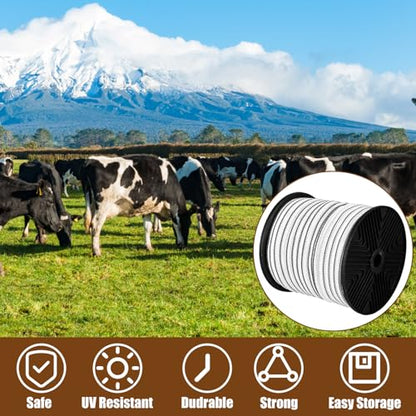 Yaocom 656 Ft/ 200 M Electric Fence Tape Horse Fence,1 Inch | Electric Fence Polytape, 4 x 0.18 mm Stainless Steel Strand, High Visibility, Safe Reliable Conductivity, for Livestock Horse - size: 1 Inch