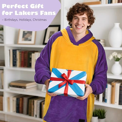 Catalonia Oversized Blanket Hoodie, Wearable Fleece Blanket Sweatshirt - color: Purple and Gold Sports