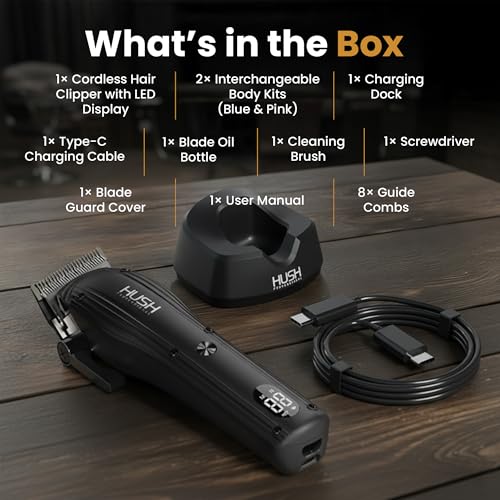 Cordless Hair Clipper for Men - Hair Buzzer Cordless Clipper Set, Barbers Tools, Men's Grooming Professional Set with LED Display