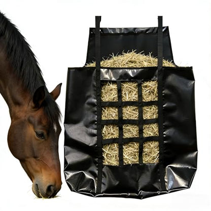 Slow Feed Hay Nets for Horses with Hanging Ring for Stalls Trailers