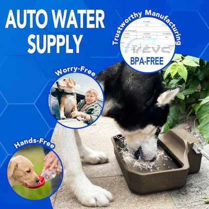 PETTEN Auto Fill Dog Water Bowl, Outdoor 1Gal/3.75L Automatic Dispenser - color: Brown