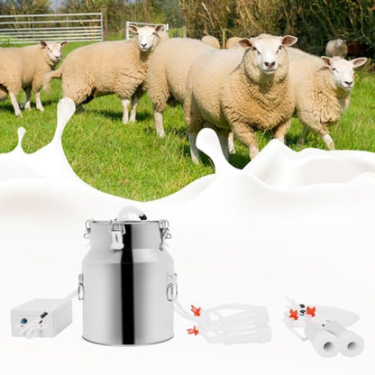 14L Goat Milking Machine, Adjustable Pulse Vacuum Electric Cow Milking Machine, Portable Electric Cow Milker with Udder Protection for Cows and Goats - size: 14L