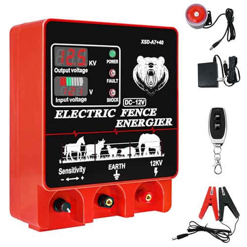 9J Electric Fence Charger Energizer, 9 Joules 20 Miles Plug-in Fencer