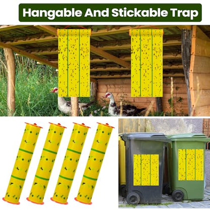 Qualirey 5 Pcs Giant Flypaper Fly Traps, 295ft Sticky Yellow - color: Yellow and Green