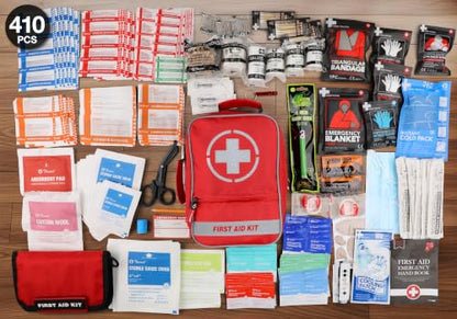 410 PCS First Aid Kit, Double-Sided Reflective, Well-Organized, Waterproof