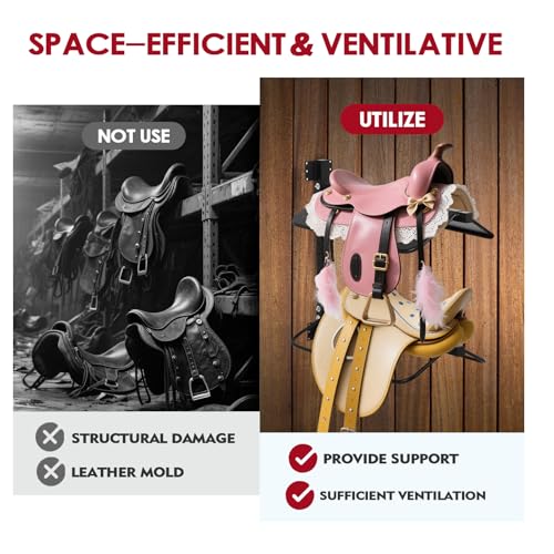Dollate Saddle Rack Wall Mount, 2 Pcs Horse Saddle Storage Holder for English and Western Saddle, 4 Tier Flexible Saddle Stand for Tackroom, Stables, Storehouse etc.