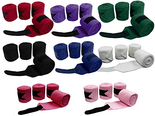 Derby Originals Set of 4 Super Soft Fleece Horse Polo Wraps with Velcro - color: Red