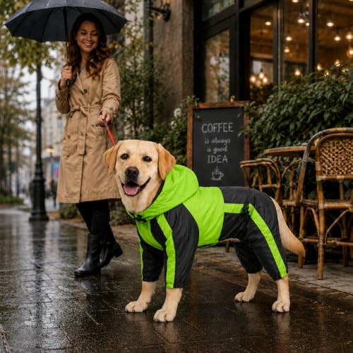 Pet Apparel Large Dog Clothing Raincoat Pet Clothes Rain Coat For Big Large Dogs Red Green Waterproof (L-XS, Green) - color: Green, size: L-XS (Medium Dog ~20lbs)