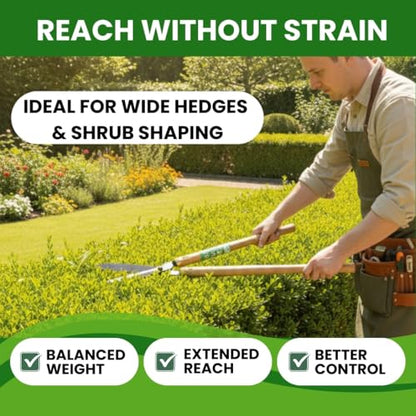 Fujiwara Japanese Hedge Shears 27.2 in (690 mm), Forged Garden Clippers with White Oak Handles, Precision Trimming Shears for Hedges, Shrubs & Landscaping - forest Originals