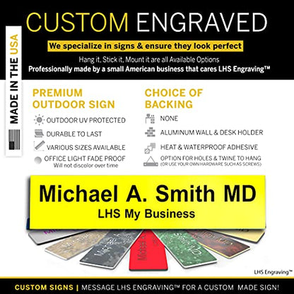 Custom Engraved Office Door Name Plate & Desk Signs, Yellow, 2x4 - color: B4 - Yellow & Black Lettering, size: 2in x 4in (5.1cm x 10.1cm)
