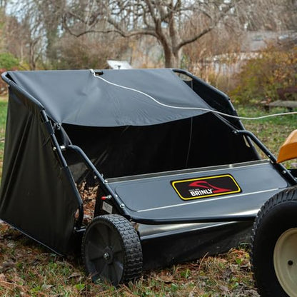 Brinly 42" Tow-Behind Lawn Sweeper in Hammered Finish with High-Velocity Brushes, Hammered Black