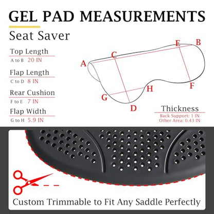 THREE ARCHERS Silicone Gel Saddle Pad for Horses - Non Slip & Shock Absorbing Horse Saddle Pad, Comfortable All Purpose Western/English Riding Saddle Pad, Washable & Durable Design