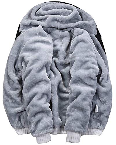 MANLUODANNI Men's Casual Hooed Hoodies Thick Wool Warm Winter Jacket Coats - color: W11gray, size: X-Large