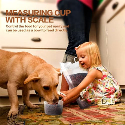 TIOVERY Dog Food Storage Container, 5-7 Lbs Airtight Pet Food Container, Cat food Container Dispenser with Portable Handle, Pouring Spout, Measuring Cup and a Collapsible bowl for Dogs Cats White/6Qt - color: White 6Qt