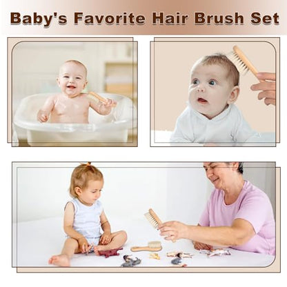 DEBETOOL 2-Pack Baby Hair Brush with Soft Goat Bristle