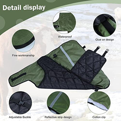 2pcs All-Weather Calf Blanket with Fleece Lining & Windproof Shell - Versatile Goat Blankets for Winter and Durable Sheep Blanket with Full Belly Coverage (Green 2pcs) - color: Green